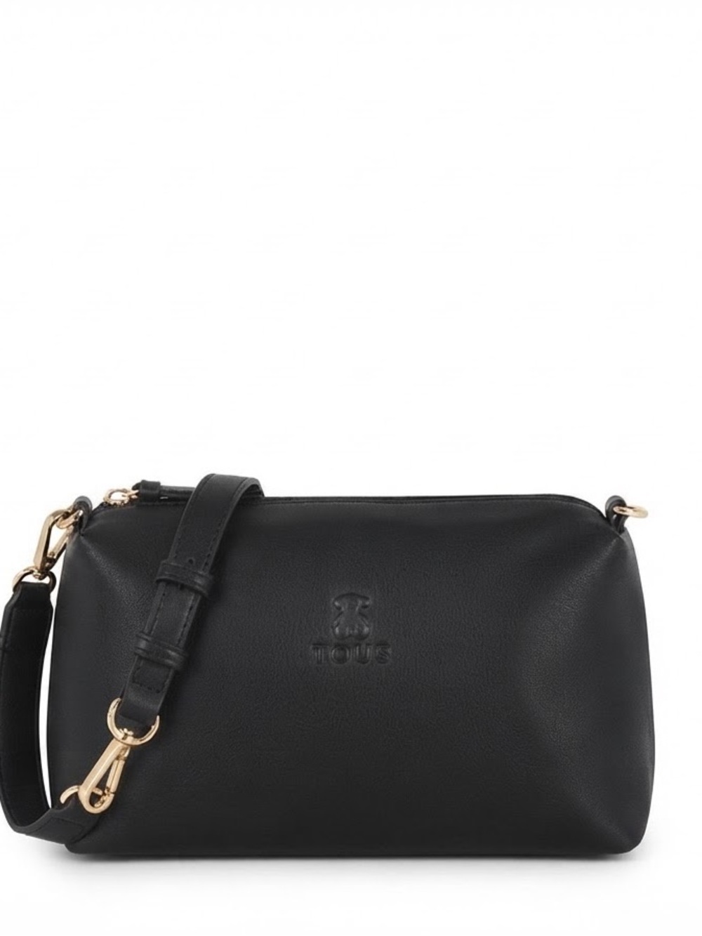 Tous Black Leather Crossbody with Gold Hardware